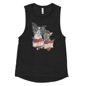 Open image in slideshow, PUPPY LOVE - WOMEN&#39;S MUSCLE TANK (MORE COLORS AVAIL.)
